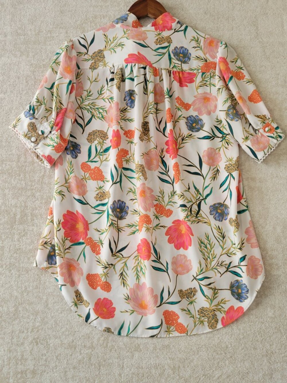 Kate Spade New York Blossom Floral Tie Blouse Womens Medium Pink FLAWS - Picture 16 of 16
